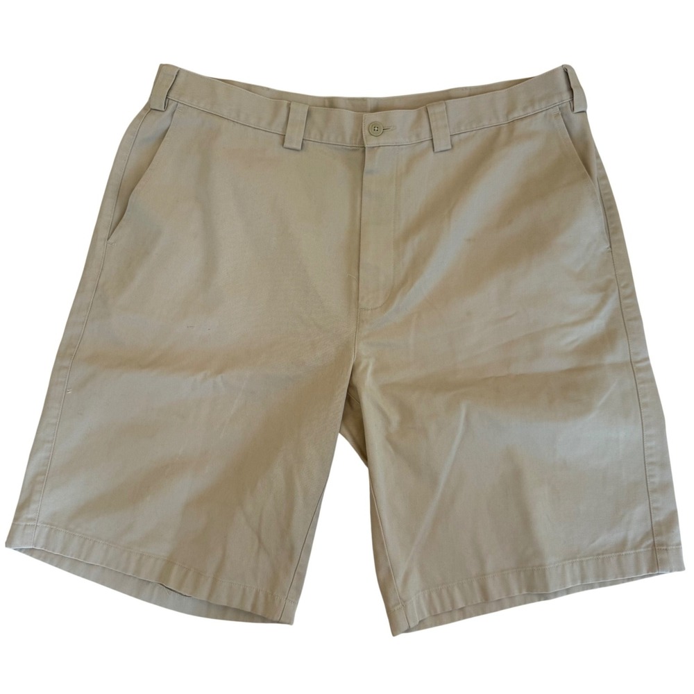 Ashworth Mens EZ Tech Golf Shorts Sze 38W Tan Athletic Preppy Outdoor Flat Front